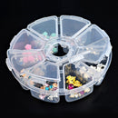 Round Jewelry Container Empty Storage Box 8 Grids Nail Art Rhinestones Case