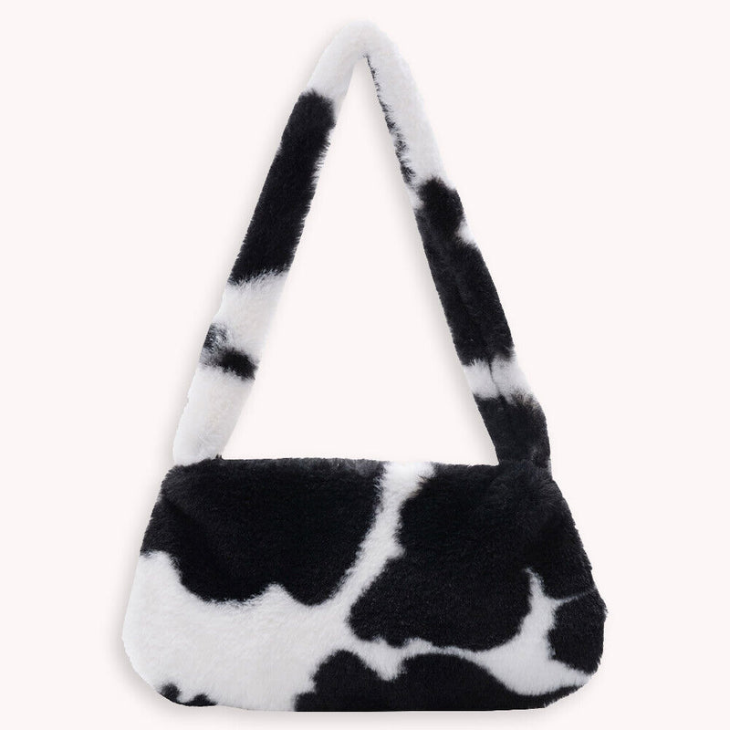 Animal Pattern Underarm Bag Women Mini Plush Shoulder Handbags Purse (13)