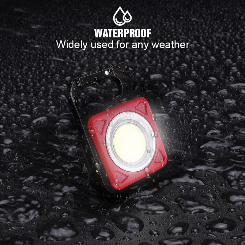 LED Keychain Flashlight 500 Lumen Outdoor Camping Working Light (Red+Stand)