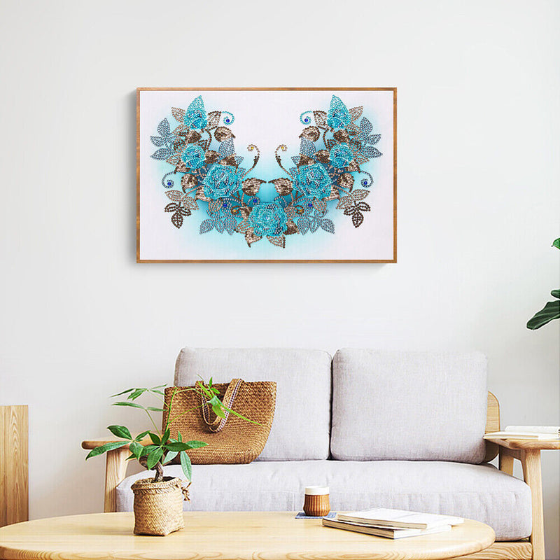 Diamond Painting Kit 5D Special Shaped DIY Blue Flowers Rhinestone Pictures
