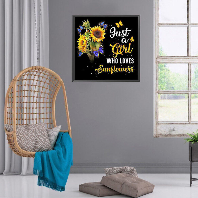 DIY Full Round Drill Diamond Painting Sunflower and English Rhinesto