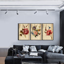 3 Panels Wood Grain Flowers Oil Paint By Numbers Kits DIY Hand Painted Wall Art