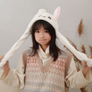 Rabbit Women Hat Beanie Plush LED Glowing Light Moving Bunny Earflaps Warm Caps