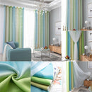 Gradient Hollow Star Curtain Bedroom Full Blackout Window Drapes (Green)