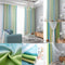 Gradient Hollow Star Curtain Bedroom Full Blackout Window Drapes (Green)