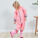 Kids Rain Suit Toddler Raincoat Unisex Baby Waterproof Coverall (Pink S) Newly