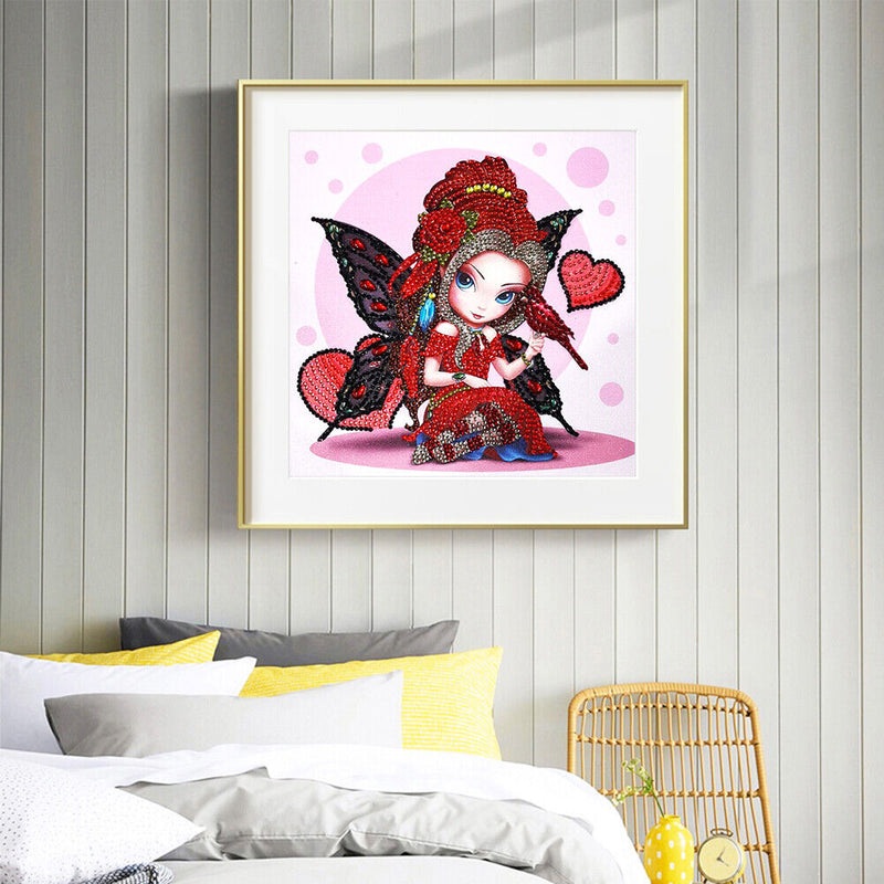 5D DIY Part Special Drill Diamond Painting Cartoon Girl Drawing (Pink)