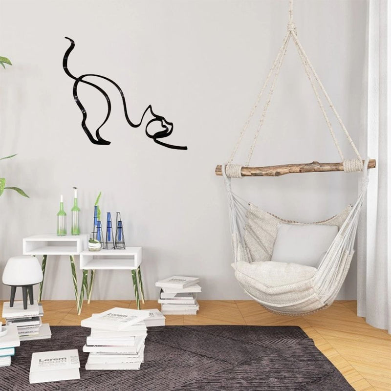 Art Cat Sculpture Abstract Line Ornament Cat Decoration Art Sculpture