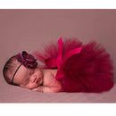 2pcs/set Infant Girls Bowknot Tutu Skirt Flower Hairband Photo Props (3-4M)