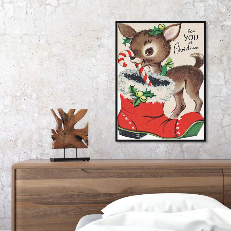 Frameless Oil Paint By Numbers Christmas Deer DIY Canvas Picture Craft Kit Newly