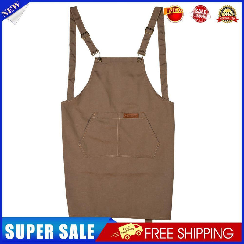 Simple Unisex Apron Adjustable Cotton Waterproof Kitchen Pinafore (Coffee)