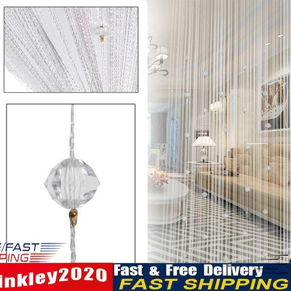 Decorative String Curtain Beads Wall Panel Fringe Room Door Window White Newly