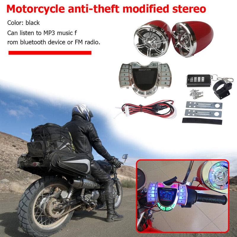 Waterproof Motorcycle Bluetooth Audio System Stereo Speaker Radio USB Charging