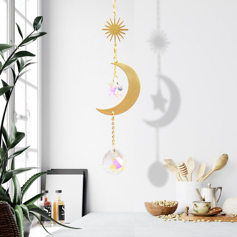 Star Moon Sun Crystal Suncatcher Lighting Accessories Curtain Home Garden Decor