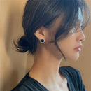 Beautiful Geometric Earrings Stud Earrings Rhinestone Earring Square Glaze