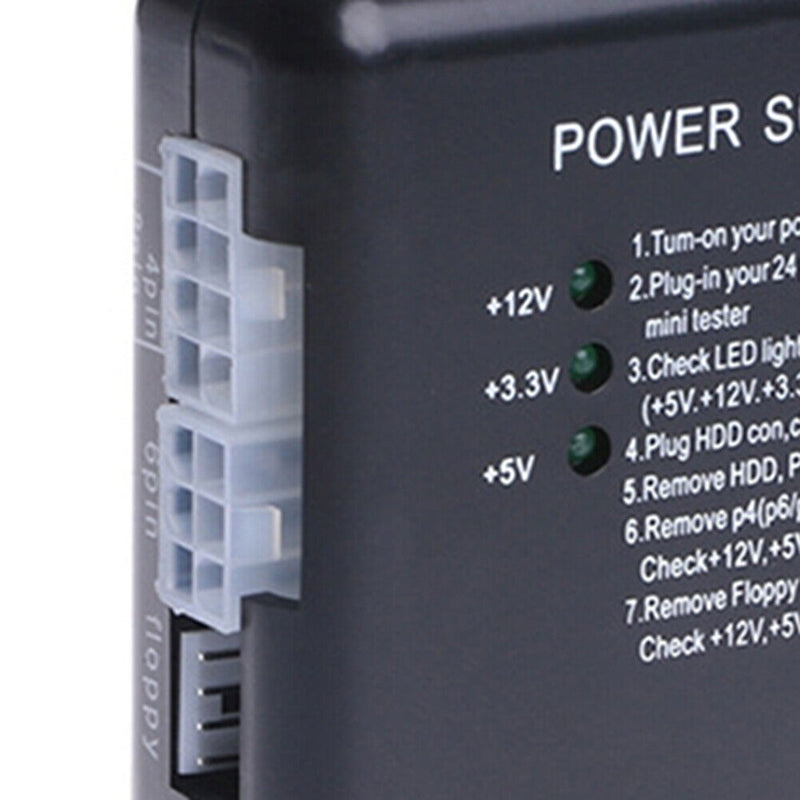 Portable Computer 20/24 Pin ATX SATA HDD Power Supply Tester Checker Meter Newly