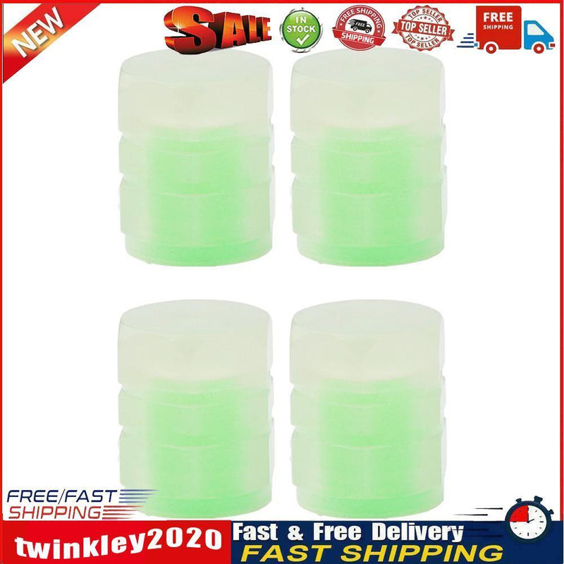Luminous Stem Cover Tire Valves Caps Universal Valves Nozzles (4pcs Green) Newly