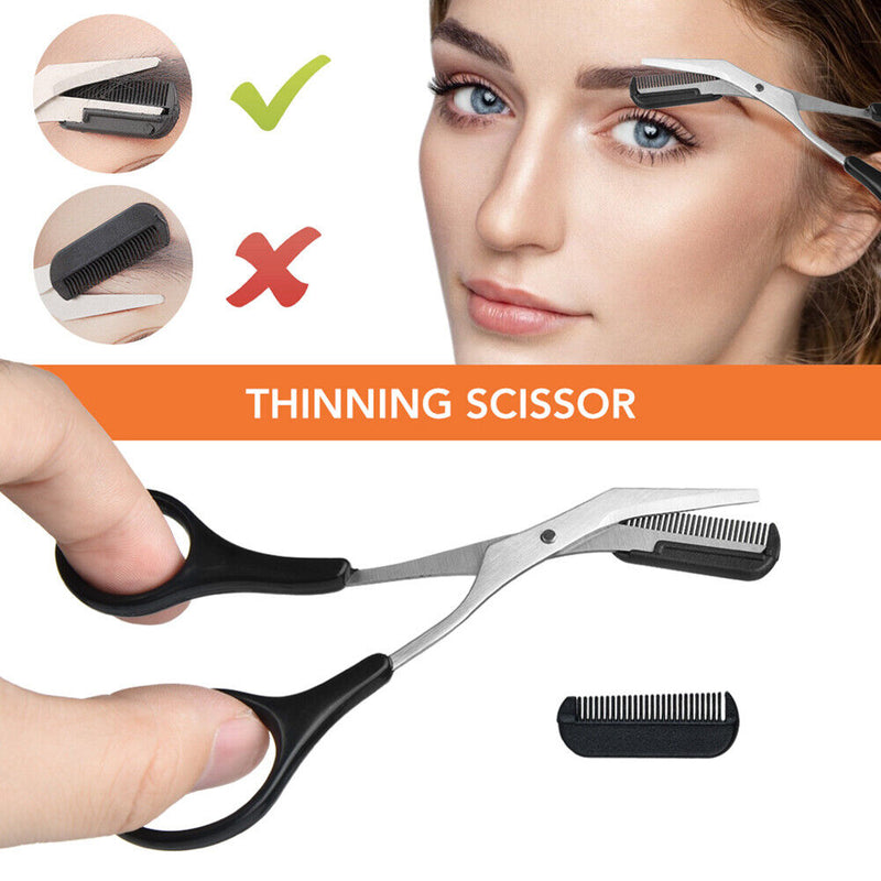 Eyebrow Trimming Kit Tweezers Scissors Comb Scraping 12pcs Eyebrow Makeup Tool
