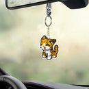 DIY Full Beads Cat Shape Printed Embroidery Keychains Cross Stitch Pendant Newly