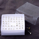 One Set of 24 Pairs Clear Artificial Crystal Allergy Free Earrings Stud Newly