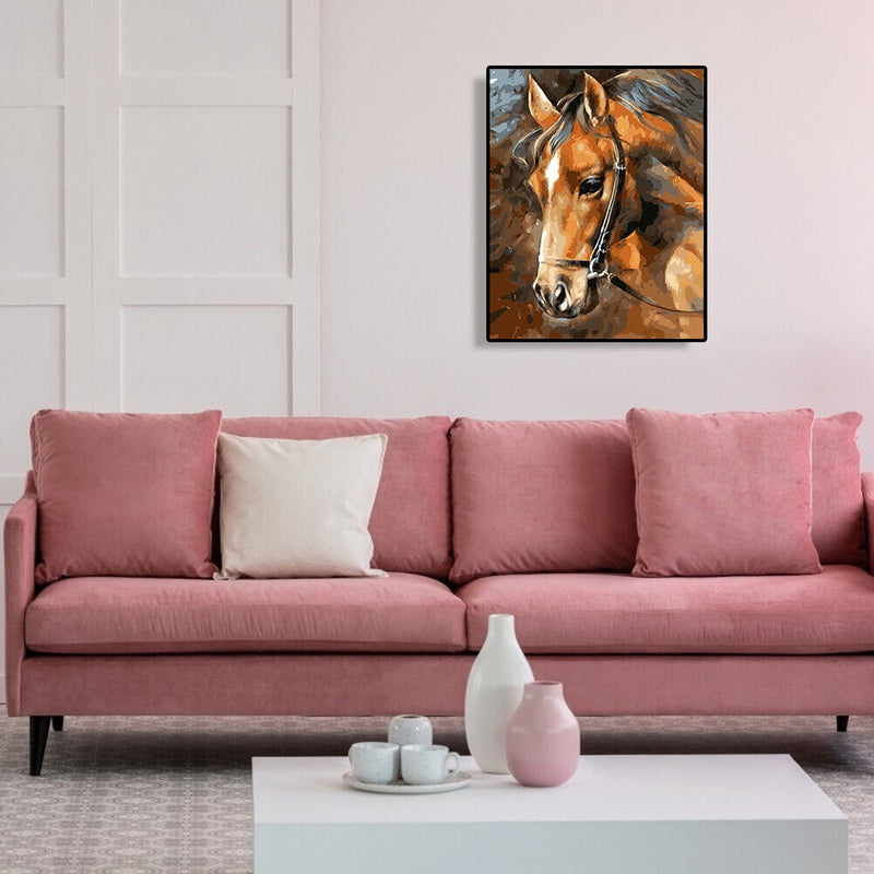 Hand Painted Craft Frameless DIY Sad Horse Painting By Numbers Kit Picture