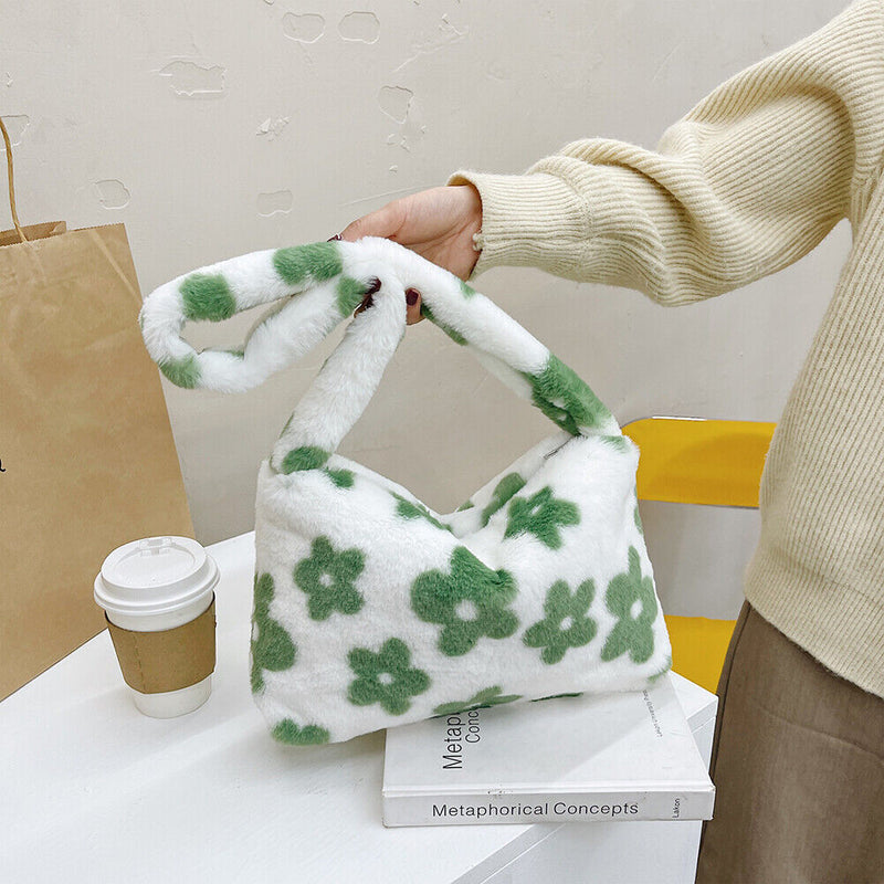 Women Soft Warm Plush Handbags Autumn Winter Fluffy All-Match Phone Evening Bags