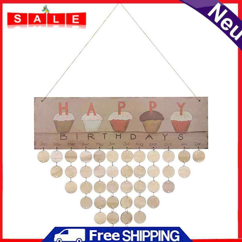 Birthday Special Days Reminder Wooden Calendar Board Home Hanging Decoration