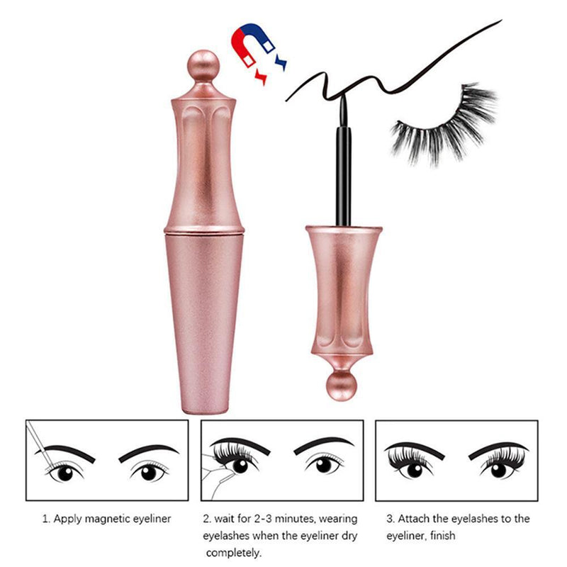 Long Lasting Liquid Eyeliner Easy to Wear Magnetic False Eyelashes Tweezer Se