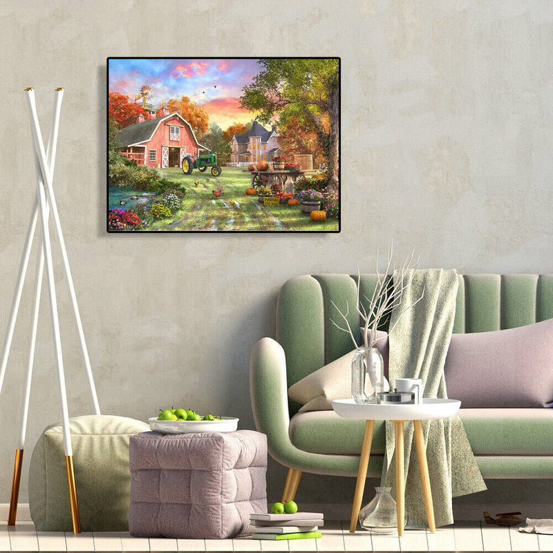 Painting By Numbers DIY Village Scenery Hand Painted Canvas Oil Art Picture Kit