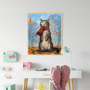 Cat in Scarf Oil Paint By Numbers Kit DIY Acrylic Painting on Canvas Decor