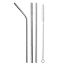 5pcs Stainless Steel Reusable Bent Straight Drink Straws with Brush (Pink) Newly