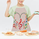 Kitchen Linen Apron Colorful Musical Note Painted Party Supply Cleaning Pinafore