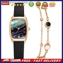 Simple PU Leather Watch Elegant Bracelet Women Square Dial Quartz Wristwatch Set
