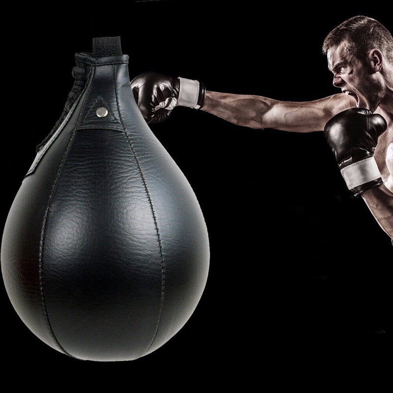 PU Boxing Speed Ball Training Inflatable Punching Pear-Shaped Bag (Black)