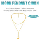 Layered Necklace with Moon Pendant Alloy Y-shaped Clavicle Chain Women Jewelry