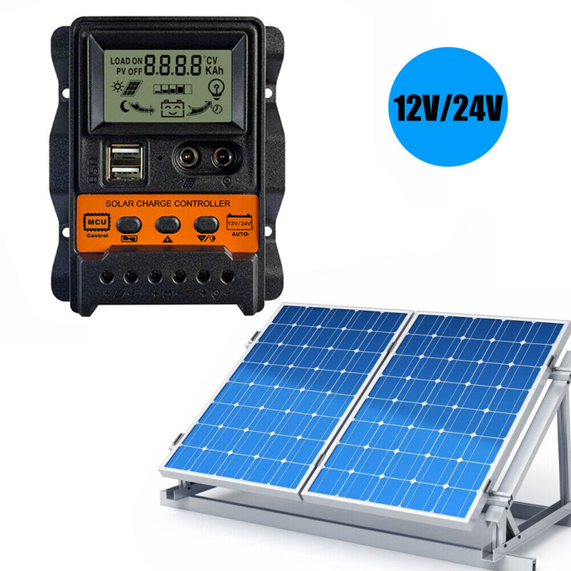 Dual USB LCD Solar Charge Controller 12V 24V Solar Panel Regulator (20A) Newly