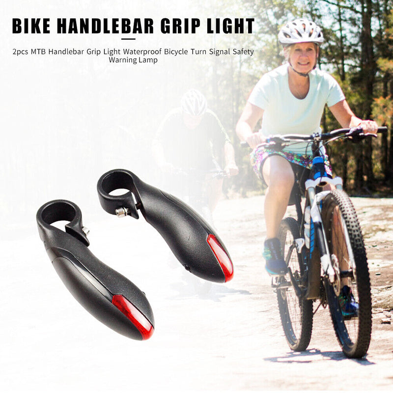 2x Bicycle Handlebar Grip Light 3 Modes MTB Turn Signal Safety Warning Lamp