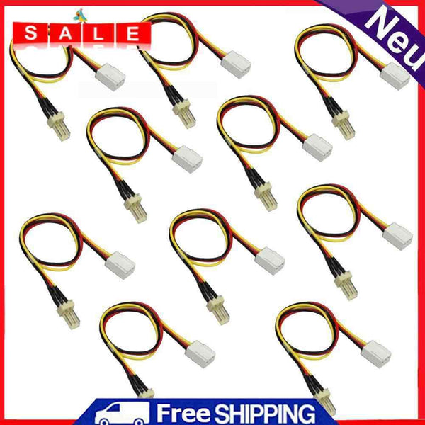 10pcs 12V 3-Pin Male to 3-Pin Female PC Fan Makes Extension