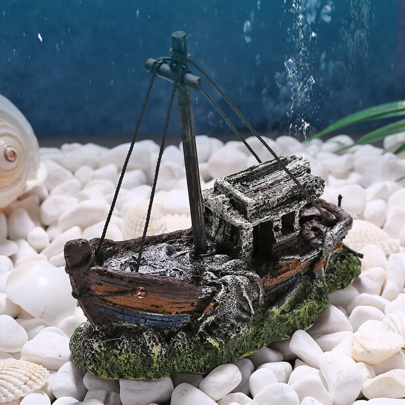 Simulation Boats Underwater Plants Ship Fish Tank Ornaments Aquarium Landscaping