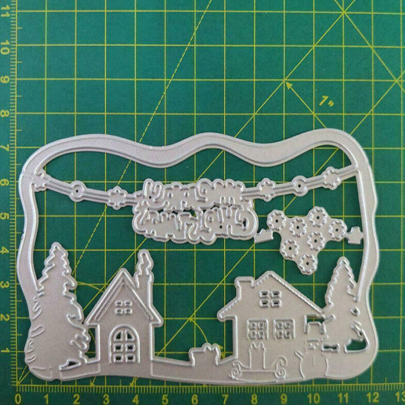 Metal Cutting Dies Cut Die Christmas Scene Scrapbook Craft Paper Stencil T E6B4