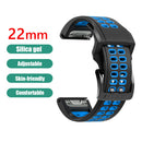 Soft Silicone Sport Band for Garmin Fenix 7/6 Pro/5 22mm Strap (Black Blue)