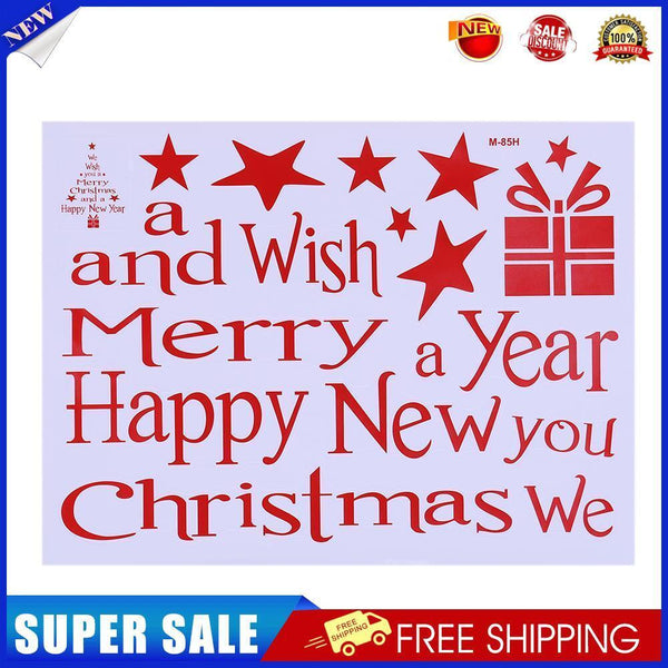 Christmas Tree Waterproof Removable Glass Door Wall Stickers Home Decor(Red