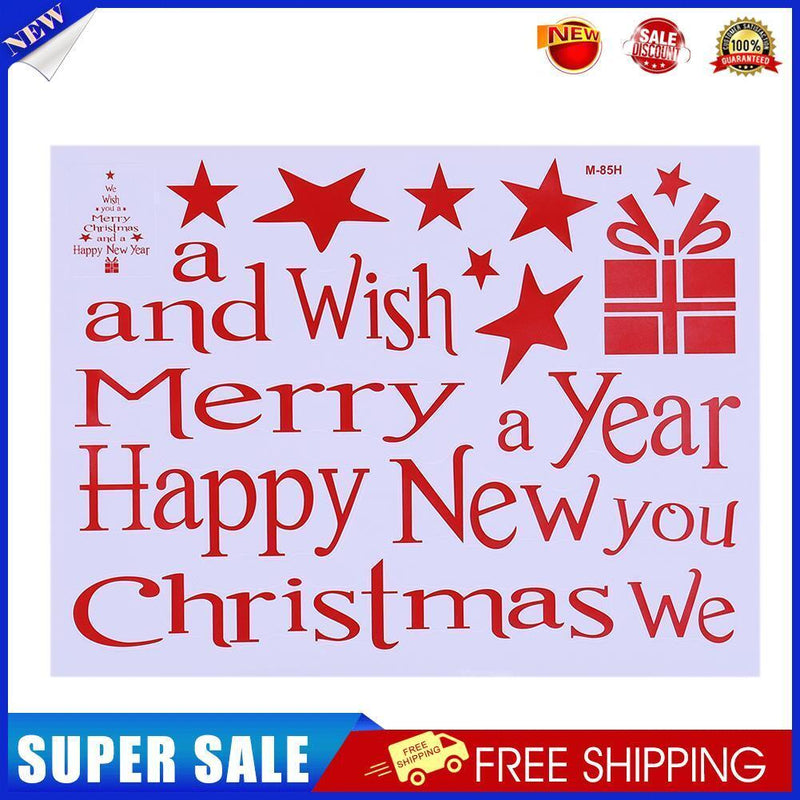 Christmas Tree Waterproof Removable Glass Door Wall Stickers Home Decor(Red