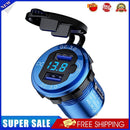 L4 Car Dual USB Charger QC3.0 USB Power Outlet w/ Voltmeter + Switch (Blue)