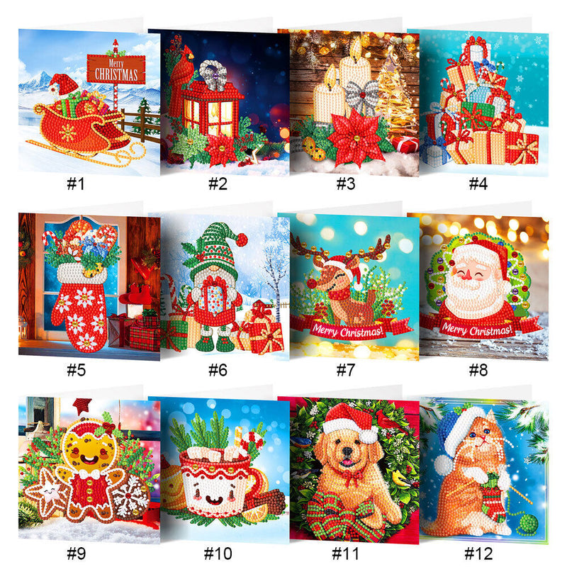 12pcs Diamond Painting Special Shaped DIY Greet Cards Handmade Gifts Mosaic Kits
