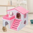 Pet Hamster House with Ladder Nest Log Cabin Animal Sleeping Toys (Pink) Newly