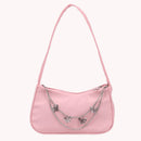 Fashion Women Pure Color Butterfly Chain Underarm Bag Hobos Handbag (Pink)