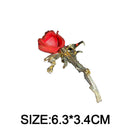 Rhinestone Red Rose Flower Brooches Women Lapel Pins Wedding Party Badge Jewelry