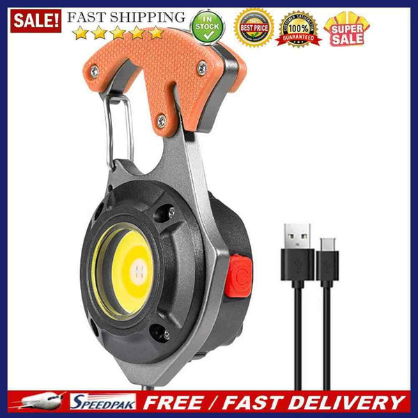Multi-function COB LED Flashlight Outdoor USB C Rechargeable Keychain Lightin