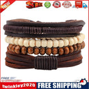 Unisex European Fashion Beads Wooden Bead Knit DIY Alloy Bracelet (2)